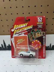 Johnny Lightning 1968 Chevrolet Corvette Poker Series In White Pearl