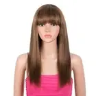 18 Inch Ombre Brown Straight Wigs with Bangs Human Hair Wigs for Black Women ...