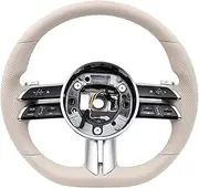 Beige Car Sports Steering Wheel Compatible With Benz AMG Class CLA SLC CLS W204 W205 W212 W213 W221 W222 W177 E63 Car Accessories(Full set Vibration)