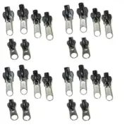 24Pcs Black Fasteners,Fix Zip Puller,Zipper Repair Kit Replacement Zip Slider