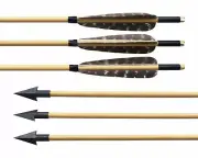 Archery Handmade 32" Wooden Arrows with 5" Turkey Feather for Longbow Hunting