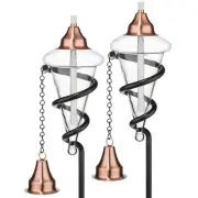 H Potter GAR492 Garden Patio Torch Outdoor Lighting Glass Metal Accent Yard Art