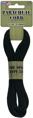 6 Pack Pepperell Braiding Parachute Cord 4mmx16'-Black PARA-1624