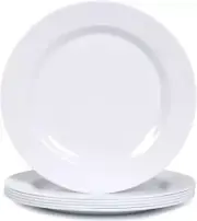 Melamine Dinner Plates Set - 10 3/4 Inch White Melamne Plates, 6Pcs Dinner Dishe