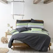 Amsons 100% Cotton King Quilt Cover Set With Extra Standard Pillowcases - Topaz - Grey/Green