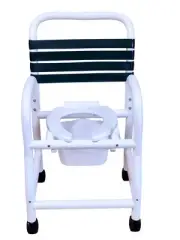 Deluxe New Era Patented Shower Commode Chair, Forest Green Back, 18" Int...