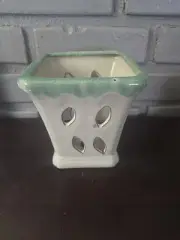 Ceramic Orchid Pot Square Light Green glazed 5" Planter