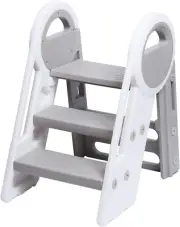 Step Ladder 3 Step Folding Toddler Step Stool for Kids Three Step Standing To...
