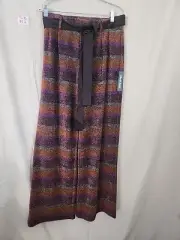 Mod Cloth Your Time To Shine Wide Leg Metallic Shimmer Pants Size L NWT
