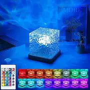 Northern Lights Ocean Wave Projector Light, 16 Colors Gradual Rotating Flame Water Lamp, Wave Night Light for Office Bar Restaurant Underwater Projector Light Buit-in 800mAh (Square - 16 Colors)