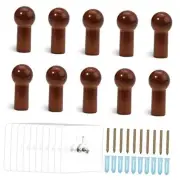 10Pcs Wood Wall Hooks, Natural Wooden Coat Hooks Wall Mounted, Rustic