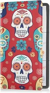 [Caihoyu] Pu Leather Auto Registration Insurance & ID Card Holder Men Women Auto Truck Comparment Accessories Case for Documents, Cards, License Festive Cute Sugar Skulls