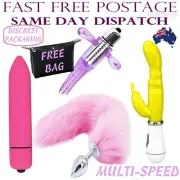 Multi Speed Rabbit Vibrator Anal Butt Plug Fox Tail Bullet Massage Wand Tongue