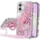 for Case, Moving Liquid Holographic Sparkle Glitter Case iPhone 16 Plus Pink