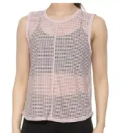 ✅ NWT Sage Collection ~ Cropped Mesh Tank Top For Women ~ Rosewater ~ Size L