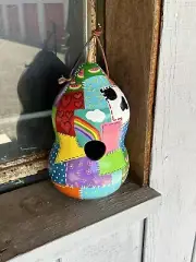 Hand painted Gourd Birdhouse-Quilt Blocks