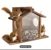 Squirrel Feeder Wood Squirrel Feeders for Outside Winter Wooden Chipmunk Feed...