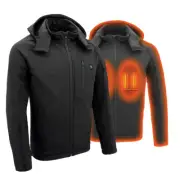 Nexgen Heat NXM1767SET Men's 'Ruffled' Black Soft Shell Heated Hooded Jacket
