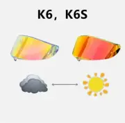 Red Photochromic Visor Lens For AGV K6 K6s Motorcycle Anti-Uv Windshield Helmet