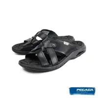 在飛比找momo購物網優惠-【PEGADA】百搭舒適交叉真皮拖鞋 黑色(133202-B