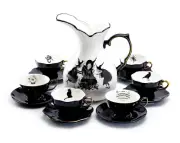 Potter's Studio Witches Brew Pitcher + 6 Assorted Halloween Tea Cup and Saucer 2