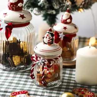 舍里圣誕玻璃罐 密封罐 食品級糖果罐 子可愛創意零食咖啡收納儲物罐