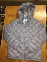 TOPMAN MENS GREY FULL ZIP PUFFER JACKET MEDIUM HOODED W/TAGS