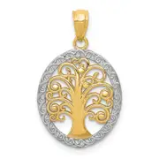 14K Yellow & Rhodium W/ Tree Of Life Pendant