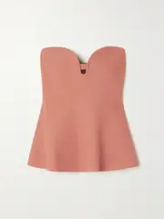 [Stella McCartney] Stella McCartney - Strapless Stretch-knit Peplum Top - Blush - IT42 IT 42 Pink