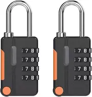 2 Pack 4 Digit Combination Lock Set – Small Waterproof Padlocks for School, Gym,
