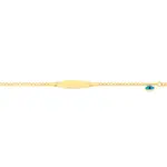 9ct Gold 16cm Hollow Curb Identity Bracelet With Evil Eye Charm