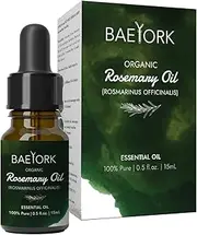 Baeyork Organic Rosemary Oil 15 mL (0.5 Fl. Oz.) - 100% Pure Essential Oil for Aromatherapy, Diffusers, and DIY