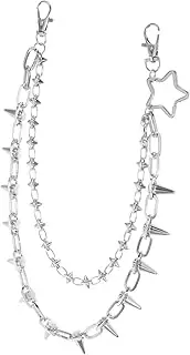 [FOMIYES] Punk Accessories Multi-layer Metal Waist Chain Hip Hop Rivet Jeans Chain Belt for Stage Performances for Men and Women Jewelry