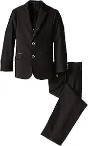[Isaac Michael] Big Boys' Boys Solid Black Three-Piece Suit