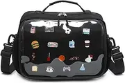 [CHERRY SAUCE] Square Messenger Bag Ita Bag Kawaii Canvas Pin Display Purse Multifunctional Backpack Crossbody Shoulder Bag