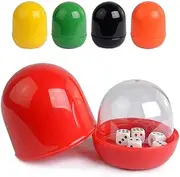 TX GIRL Plastic Dice Cup Anti-Cheating with 5pcs #13 White Dice Spherical Plastic Colorful with Tray Transparent Cover Gambling Casino Equipment (Color : Red)