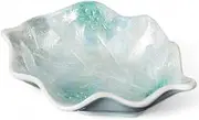 Takumikaze Arita Ware Small Bowl Raster Leaf Shaped Plate, Green Blown, Made in Japan