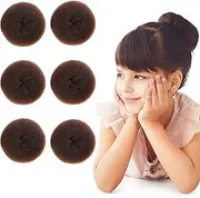 [Styla Hair] Small Donut Bun Maker for Kids Hair Buns - Easy Ballet and Sock Buns (6pc Brown 2 Inch Size)