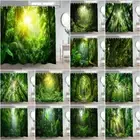 3D Sunlight Filtering Through Lush Jungle Shower Curtain Bathroom Curtains Decor
