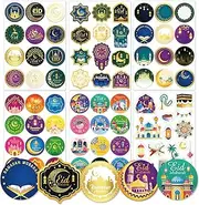 HOWAF 312pcs Ramadan Eid Mubarak Stickers, Moon Star Light Sticker for Gift Bags Boxes, Crescent Seal Label Stickers Self Adhesive for Eid Holiday Decoration Ramadan Supplies Decorations
