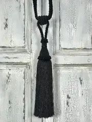 Pair 2 pieces Curtain Tie Backs - 30cm Tassel - Black