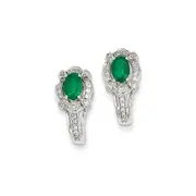 14k White Gold 1/4Ct Real Diamond u0026 Emerald Earrings