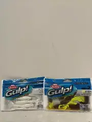 Berkley Saltwater Gulp 4” Shrimp Pearl White 4” Swimming Mullet Root Beer Gold