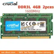CRUCIAL DDR3 1600 MHz 8GB 2x 4GB PC3-12800 Laptop SODIMM Memory RAM PC3L DDR3L