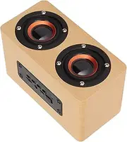 Computer Speaker,Retro Wooden Subwoofer Speaker with Mic, Portable Wireless Speaker for Office, Kitchen, Home Desktop Computer (Yellow Wood Grain (Export Version))