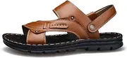[VOODUE] Men's Summer Leather Sandals Men's Casual Beach Shoes Non-slip Slippers Two Sandals Men Sandals Leather Men Sandal Shoes