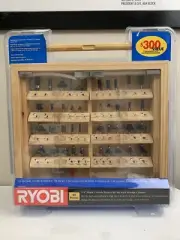 NEW RYOBI A25REO1 (40 pc) 1/4” Shank Carbide Router Bit Set with Storage Cabinet