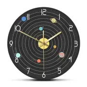 Solar System in Space Modern Wall Clock Astronomical Wall Art Decor Educational