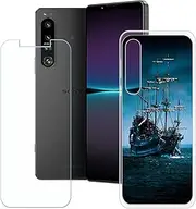 [Generic] TPU Cover for Sony Xperia 1 V + HD Tempered Glass, Silicone Shell Bumper Protective Back Case - 9 Hardness Anti-Scratch Screen Protector for Sony Xperia 1 V (6,5") - KE33