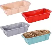4pcs Silicone Bread Loaf Pan for Baking Nonstick Small Toast Cake Bakeware 8.86 inch Rectangle Mould DIY Handmade for Homemade Cakes, Breads, Meatloaf and Quiche